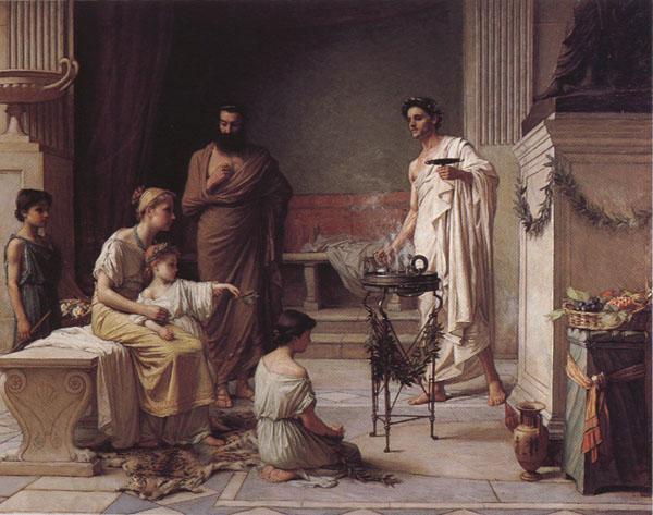 John William Waterhouse A Sick Child Brought into the Temple of Aesculapius China oil painting art